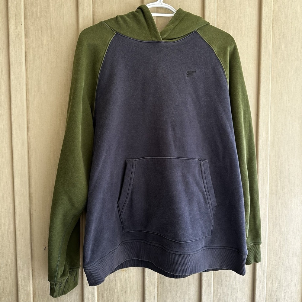 Fabletics Post Game Pullover Hoodie Olive Green Navy Men's Womens Soft Winter XL